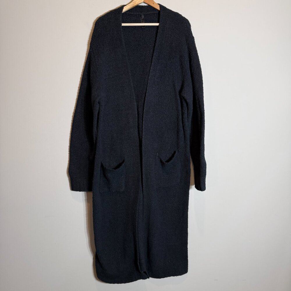 Skims Cozy Collection Teddy Long Robe Women's S/M Black Loungewear Soft Comfy - Picture 4 of 13